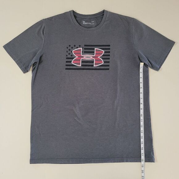 Under Armour Men's Gray Patriotic Heatgear Loose Fit Short Sleeve Tee - Picture 6 of 13